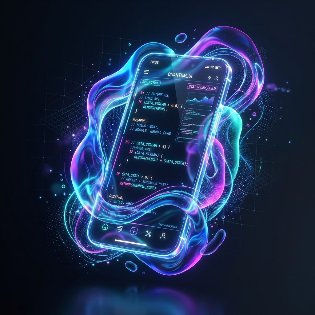 3D Android & KMP mobile development illustration